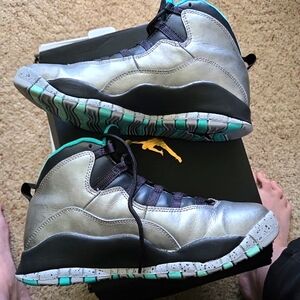 Jordan Air 10 Retro 30th BG in Green and Metallic Silver